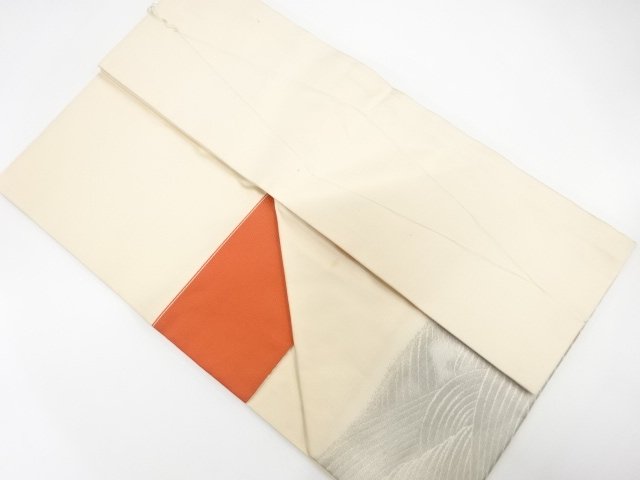  アンティーク　短冊に花模様織り出し名古屋帯（着用可）